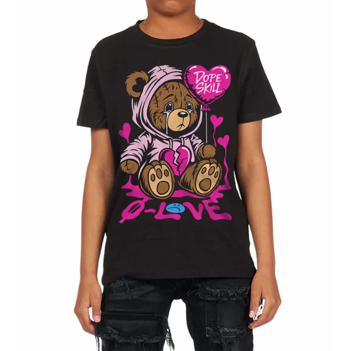 Triple Pink Dunk DopeSkill Toddler Kids T-shirt Broken Bear Graphic