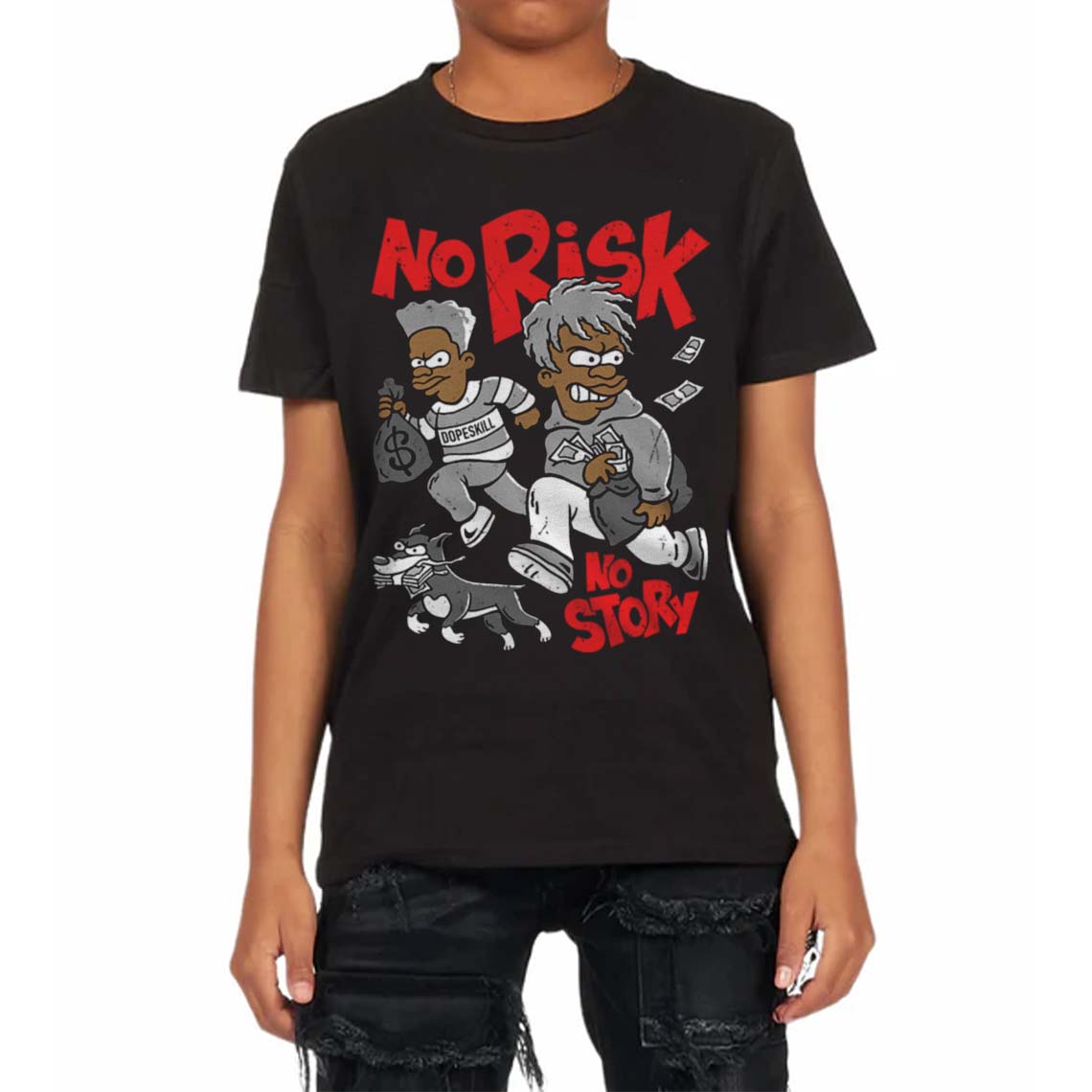 Grey Collection DopeSkill Toddler Kids T-shirt No Risk No Story Graphic