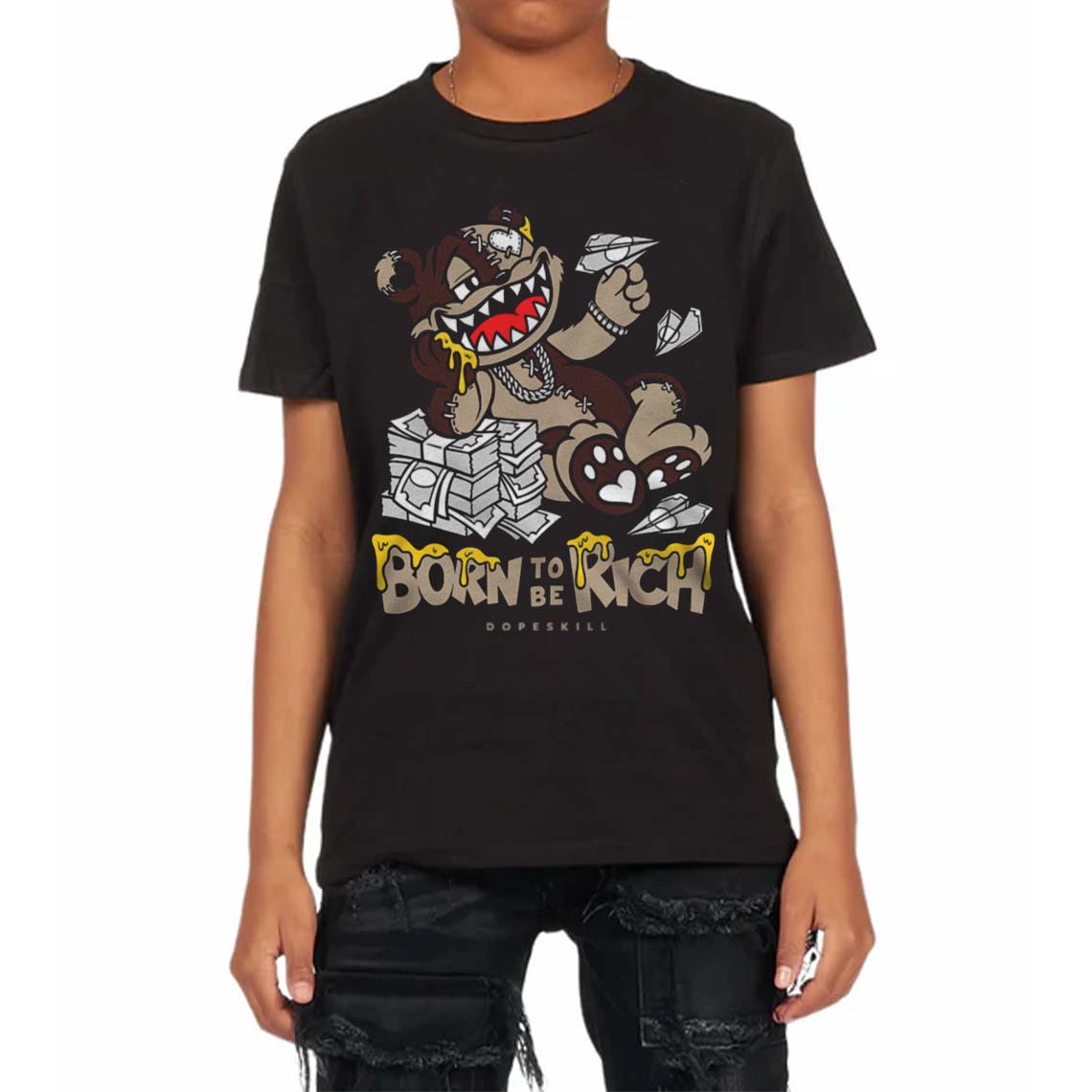 Latte 1s DopeSkill Toddler Kids T-shirt Born To Be Rich Graphic