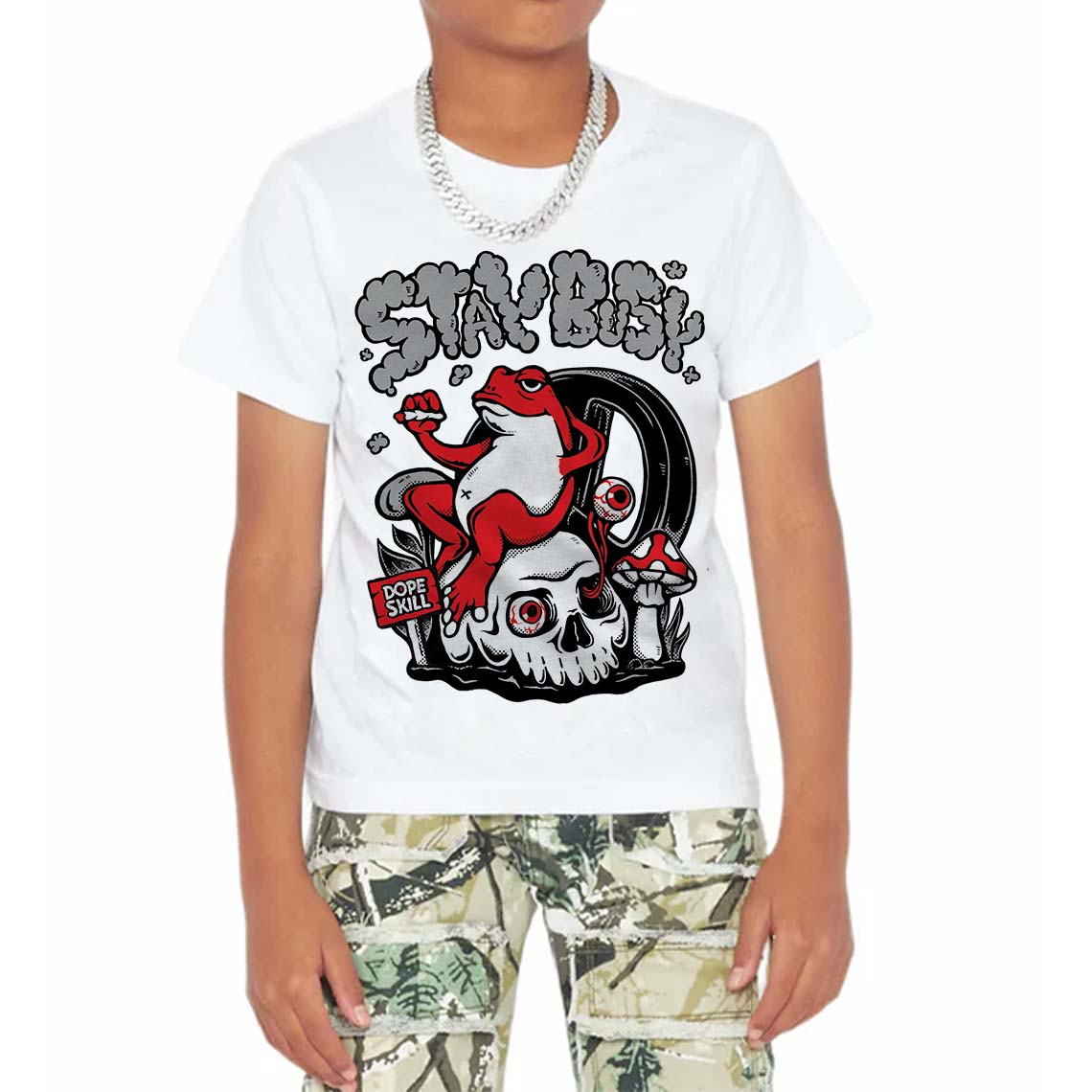 White Thunder 4s DopeSkill Toddler Kids T-shirt Stay Busy Graphic