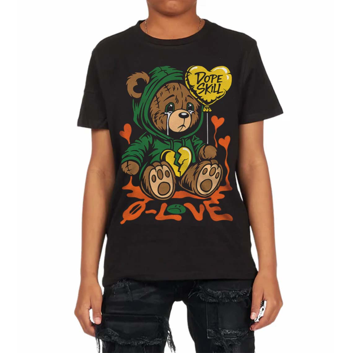 Green Collection DopeSkill Toddler Kids T-shirt Broken Bear Graphic