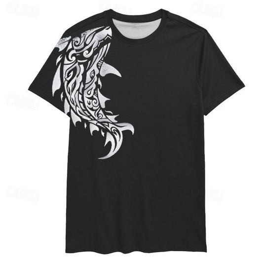 Men's Graphic Fish T shirt Tee Top Short Sleeve T shirt 3D Print Crew Neck Shirt Vacation Hawaiian Resort Style Sports Outdoor Holiday Going out Black White Sky Blue Spring & Summer Clothing Apparel