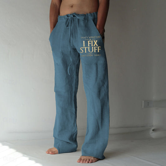 Men's Letter Graphic Prints Trousers Summer Pants Beach Pants Mid Waist Streetwear Hawaiian Designer Casual Daily Holiday Drawstring Elastic Waist 3D Print Spring & Summer 3D Print Blue Brown Green