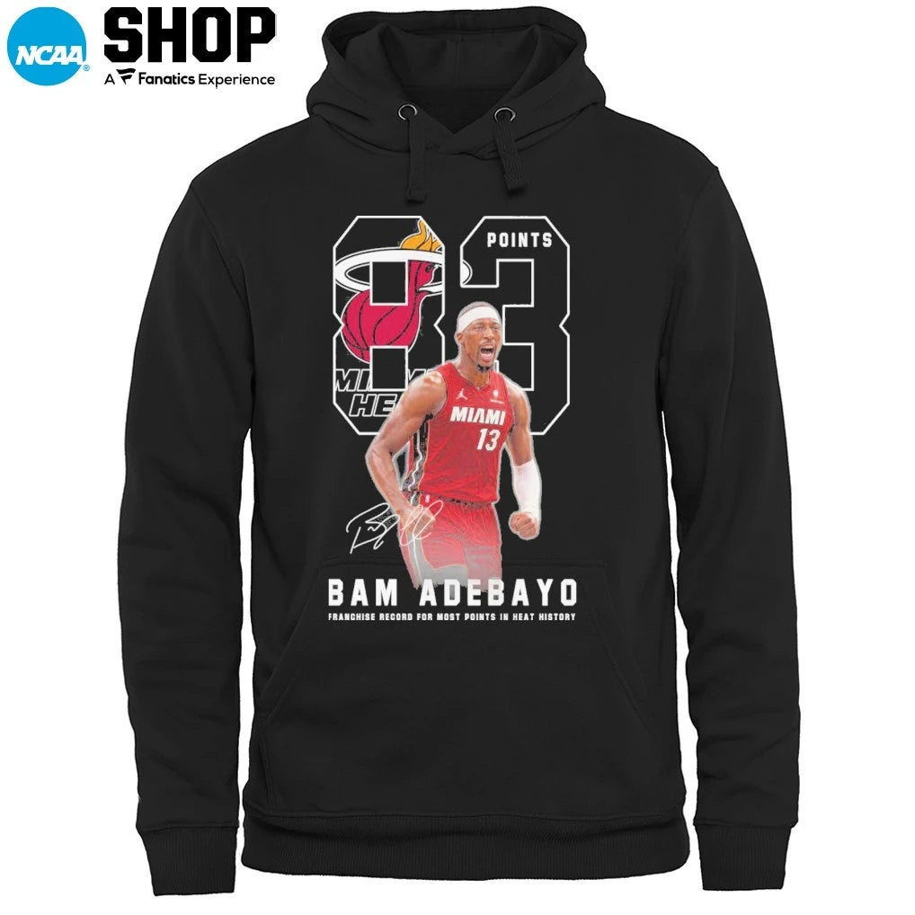 Official Bam Adebayo #83 Miami Heat Franchise Record For Most Points In Heat History Signature T-Shirt