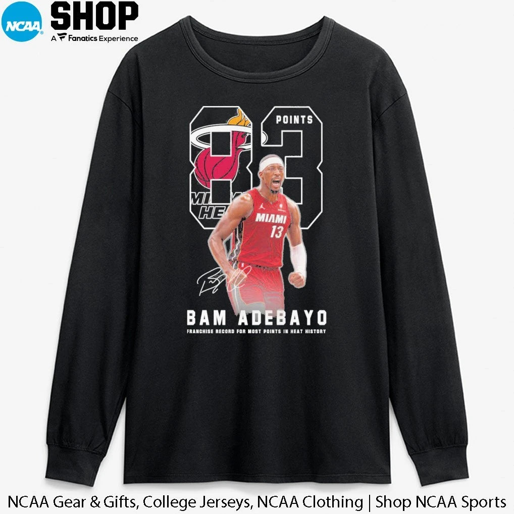 Official Bam Adebayo #83 Miami Heat Franchise Record For Most Points In Heat History Signature T-Shirt