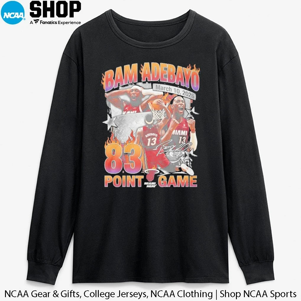 Official Bam Adebayo Miami Heat 83 Point Game March 10 2026 Signature T-Shirt