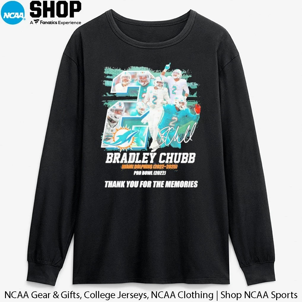Official Bradley Chubb Miami Dolphins 2022-2025 Thank You For The Memories Signature T-Shirt