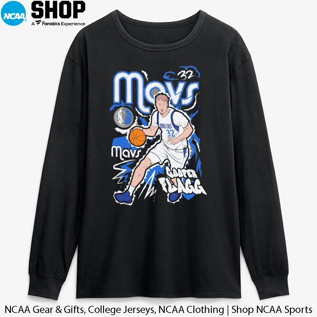 Official Cooper Flagg Dallas Mavericks Chalked Up Player Signature T-Shirt