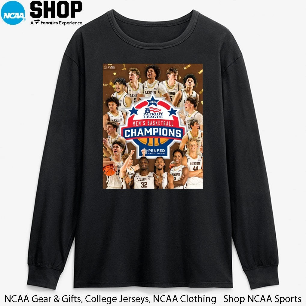 Official Lehigh Mountain Hawks Men’s Basketball Are Your 2025-26 Patriot League Champions T-Shirt