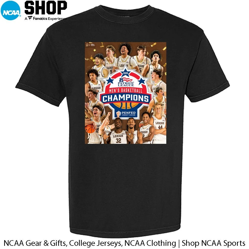 Official Lehigh Mountain Hawks Men’s Basketball Are Your 2025-26 Patriot League Champions T-Shirt