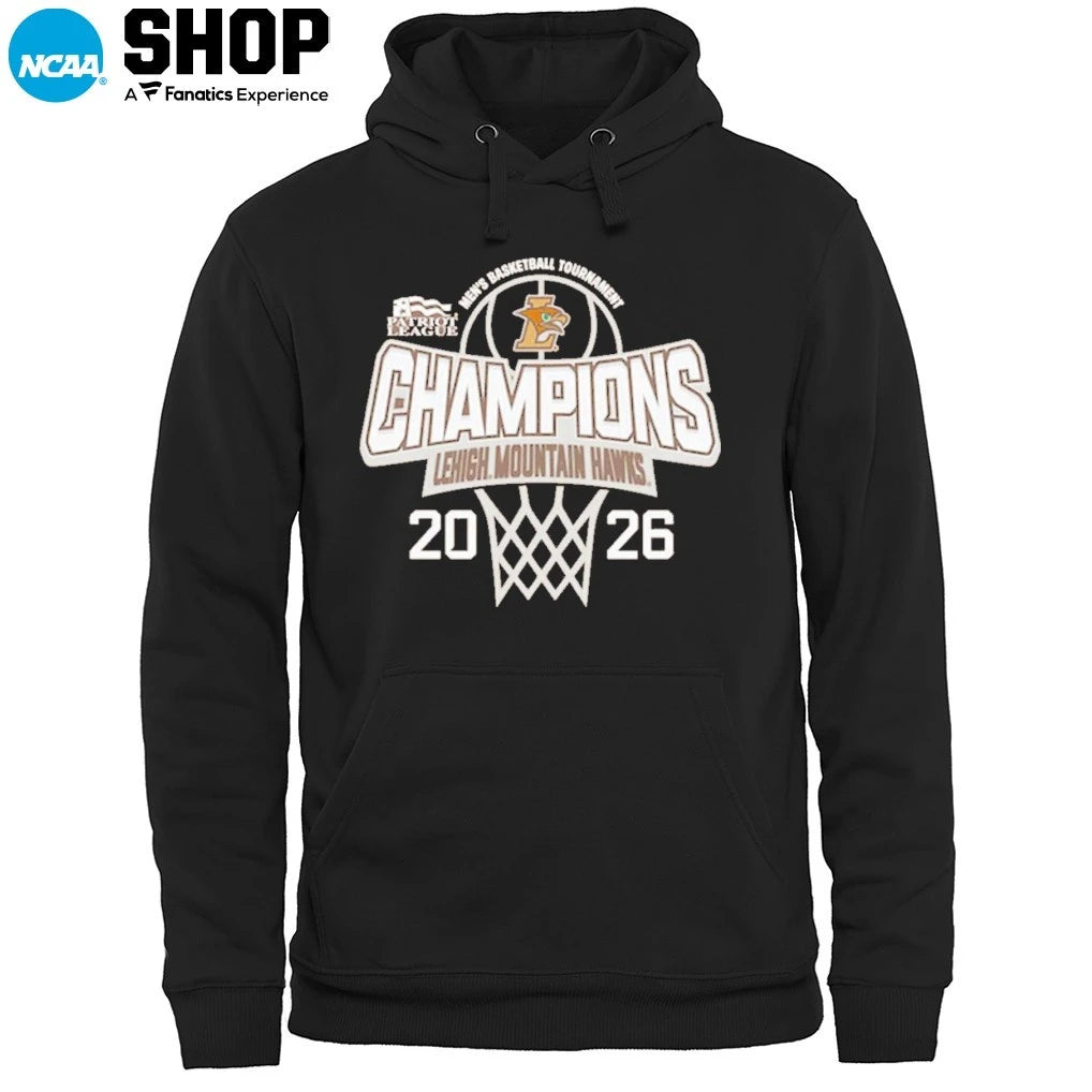 Official Lehigh University Hawks 2026 Patriot League Men’s Basketball Tournament Champions T-Shirt