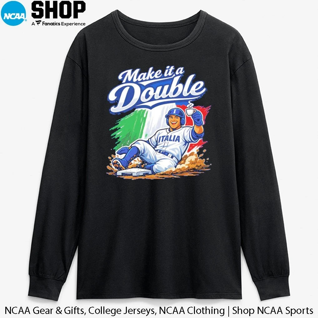 Official Make It A Double Italia Baseball T-Shirt