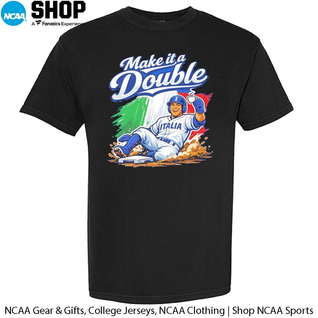 Official Make It A Double Italia Baseball T-Shirt