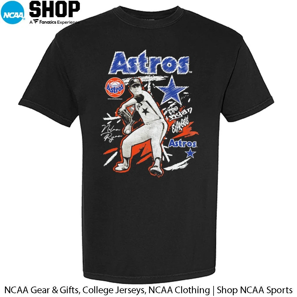 Official Nolan Ryan Houston Astros Chalked Up Player Signature T-Shirt