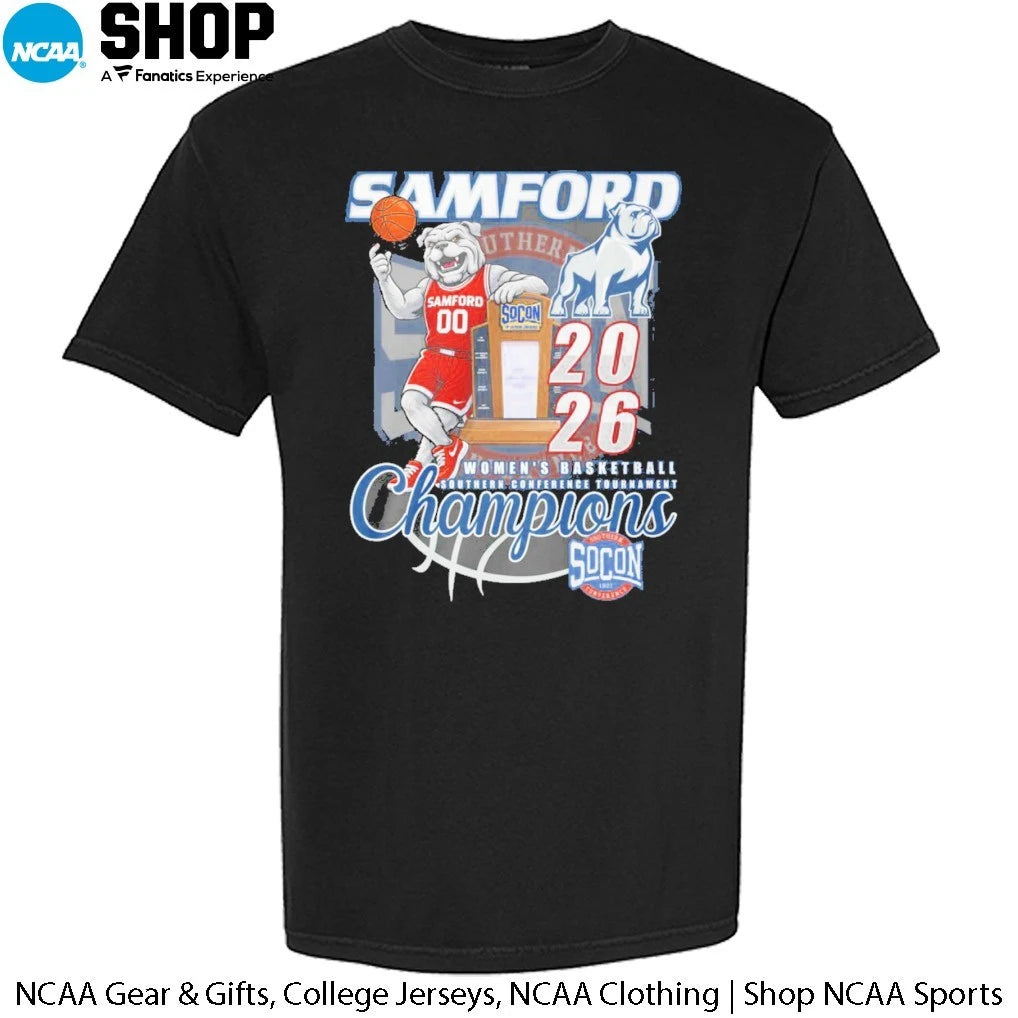 Official Samford Bulldogs 2026 Women’s Basketball Southern Conference Tournament Champions Mascot T-Shirt
