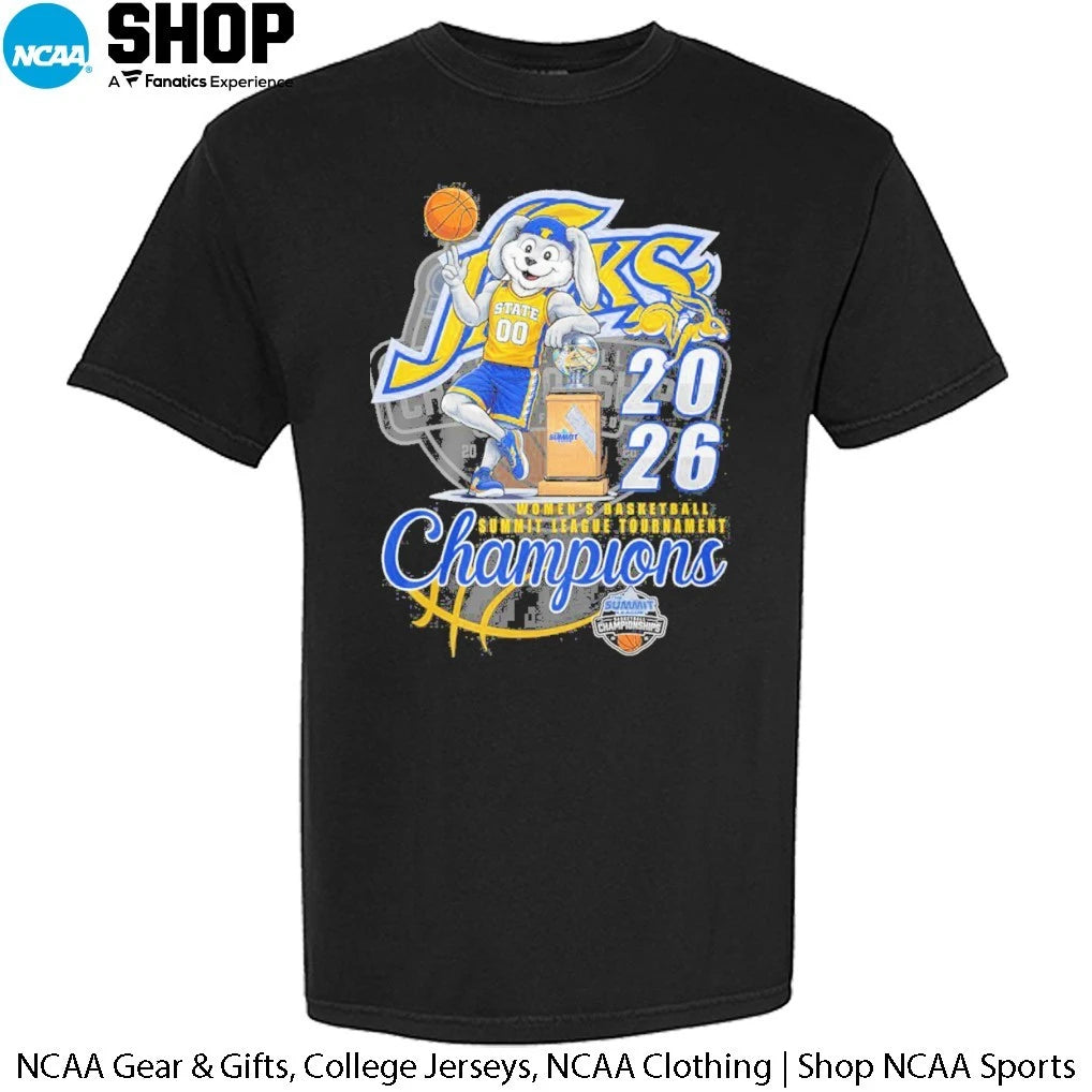 Official South Dakota State Jackrabbits Women’s Basketball Summit League Tournament Champions Mascot T-Shirt