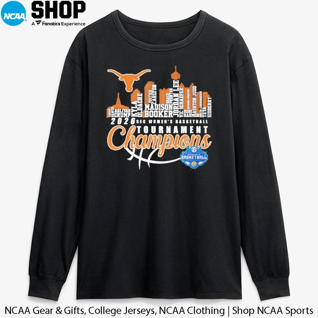 Official Texas Longhorns Skyline City Players Names 2026 Sec Women’s Basketball Tournament Champions T-Shirt