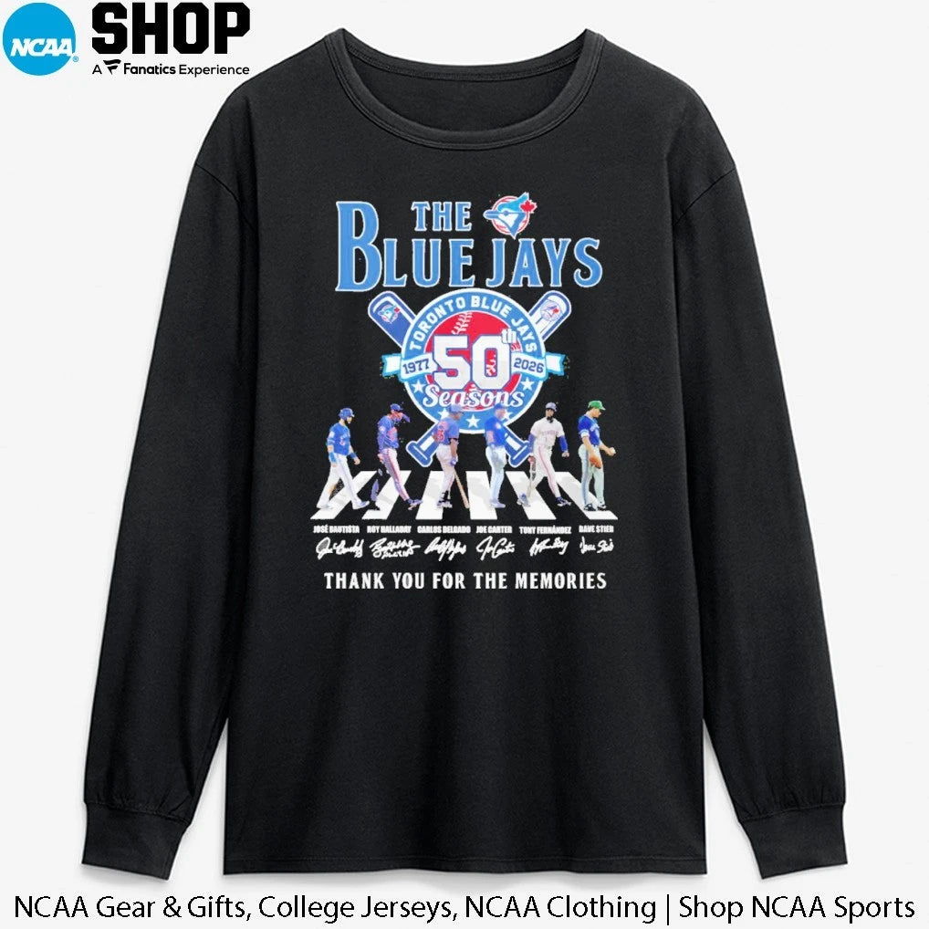 Official The Bleu Jays 50 Season 1977-2026 Abbey Road Thank You For The Memories Signatures T-Shirt