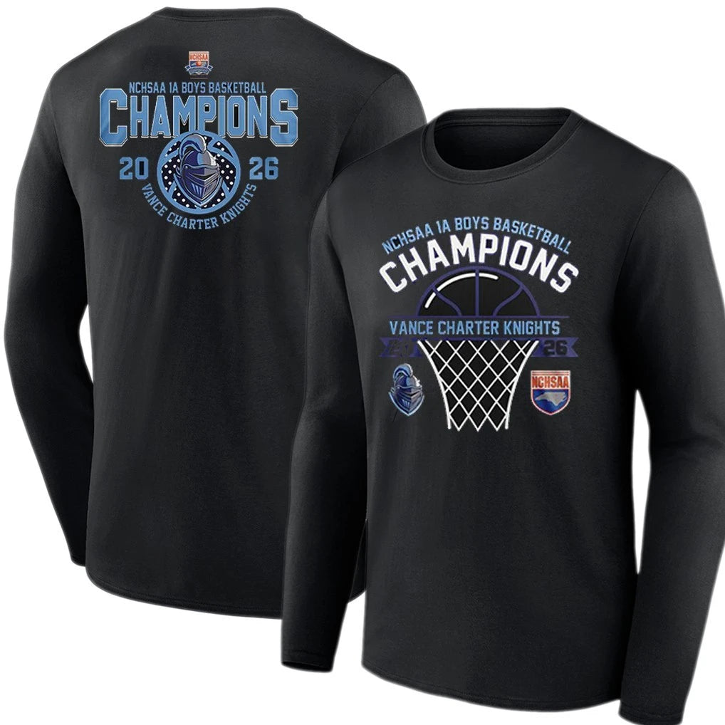 Official Vance Charter Knights 1A Boys Basketball Champions 2026 T-Shirt