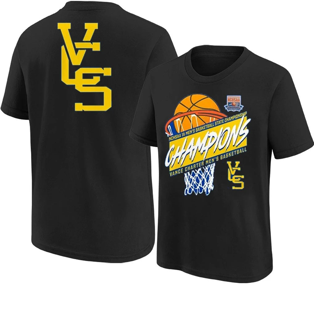 Official Vance Charter NCHSAA 1A Men’s Basketball State Championship Champions T-Shirt