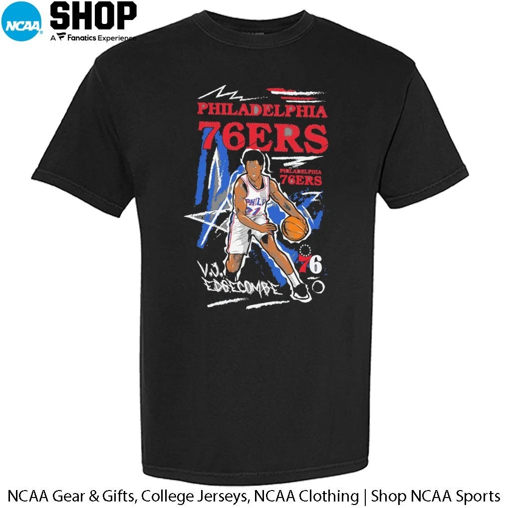 Official VJ Edgecombe Philadelphia 76ers Chalked Up Player Signature T-Shirt