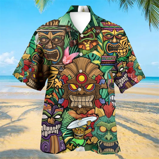 Men's Graphic Tropical Summer Hawaiian Shirt Aloha Shirt Short Sleeve Shirt Vacation Hawaiian Abstract Outdoor Vacation Hawaiian Dark Green Green S M L