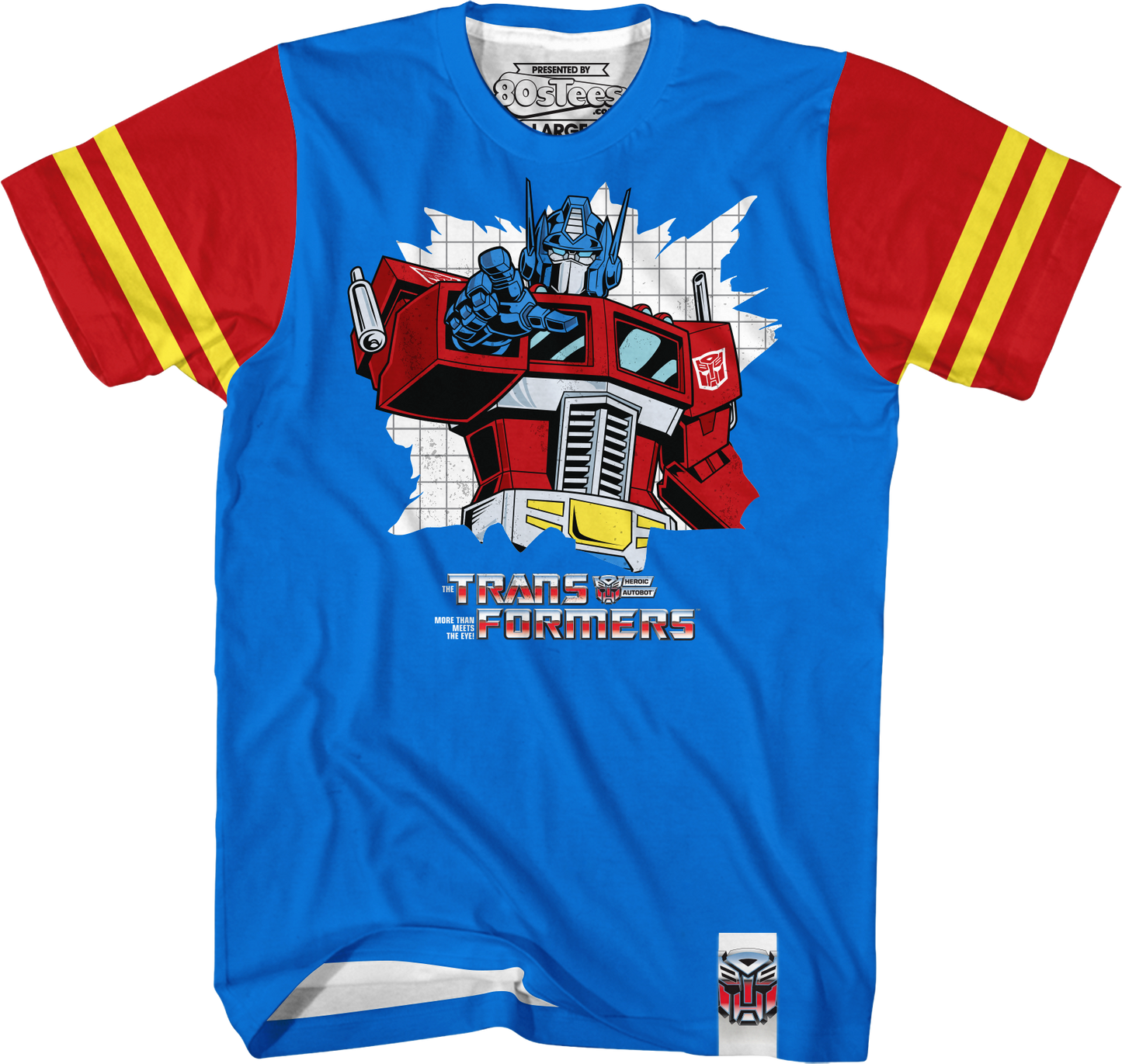 Optimus Prime Vintage Striped Sleeve Transformers T-Shirt