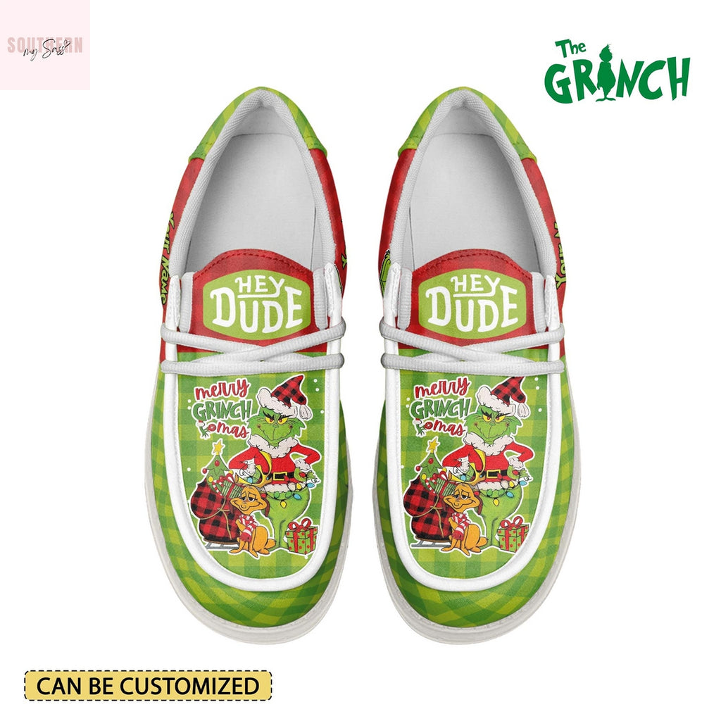 Personalized The Grinch Merry Grinchmas Hey Dude Shoes