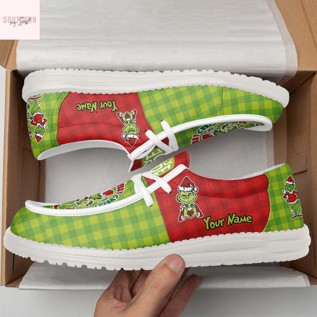 Personalized The Grinch x Christmas Hey Dude Shoes