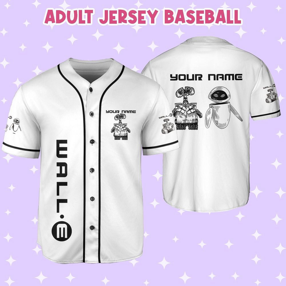 Personalized Wall E Eve Sketch Baseball Jersey - lylyprint.com