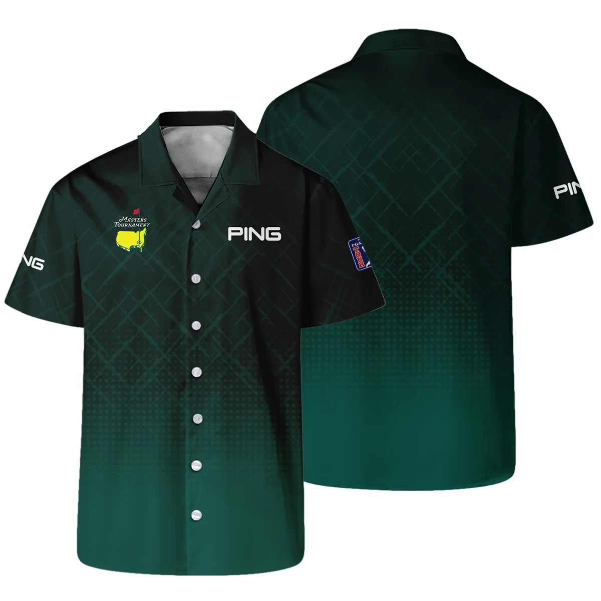 Ping Masters Tournament Sport Jersey Pattern Dark Green Hawaiian Shirt Style Classic Oversized Hawaiian Shirt