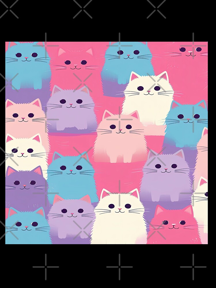 cute funny  cat pattern pink blue sweet pattern with fluffy  kittens ,aesthetic cat art,funny cat,Cat Lover,cute cat,cat pattern by Expressions-Sel