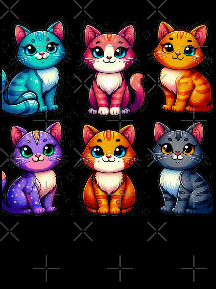 cute funny cat pattern with colorful sweet cats,aesthetic cat art,funny cat,Cat Lover,cute cat,cat pattern by Expressions-Sel