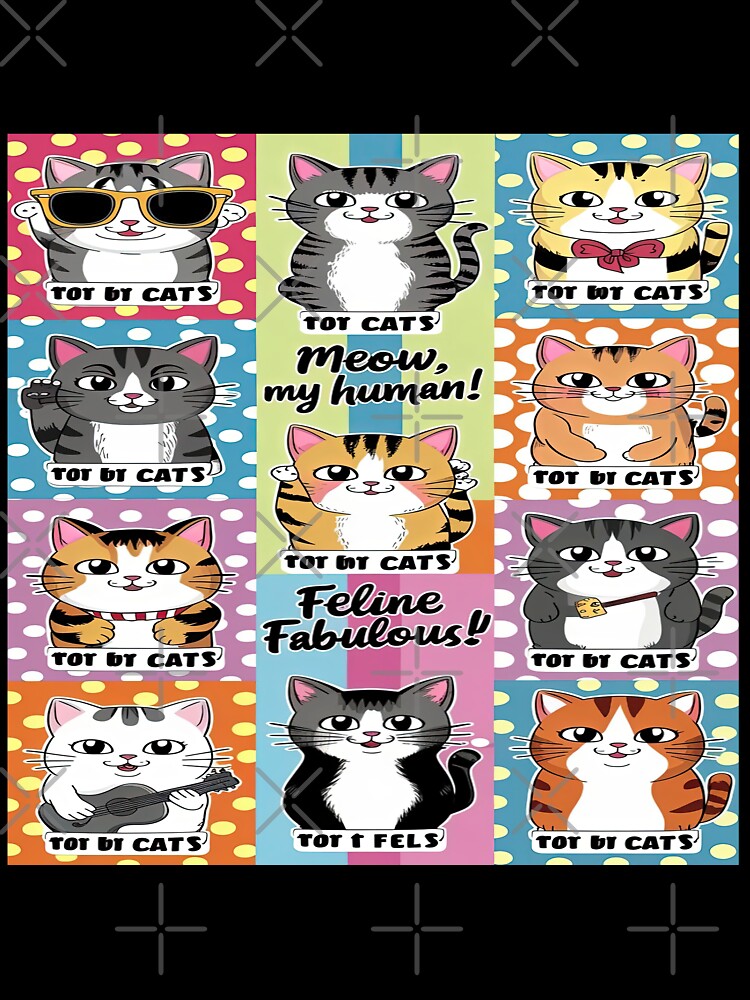 cute funny  cat pattern cheerful  colorful cats fluffy sweets happy ,aesthetic cat art,funny cat,Cat Lover,cute cat,cat pattern by Expressions-Sel