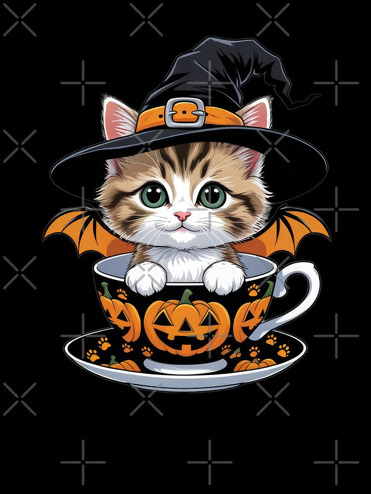 cute funny cat sweet cat wizard sitting in a Halloween cup ,cute cat,cute funny,funny cat by Expressions-Sel