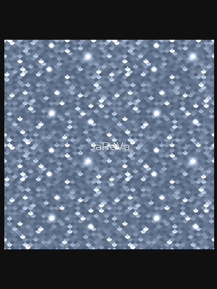 Printed image of sparkling Mermaid Tail seamless pattern - ice blue by JaReVa