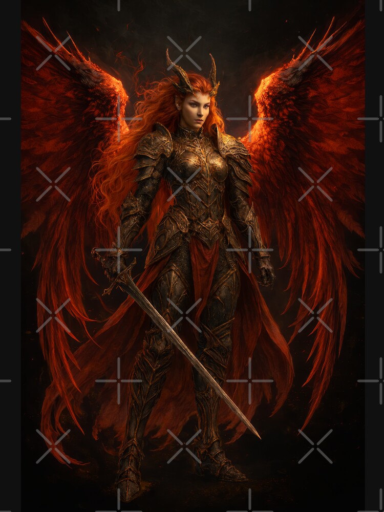 Infernal Valkyrie with Fiery Wings and Battle Armor by Daagath