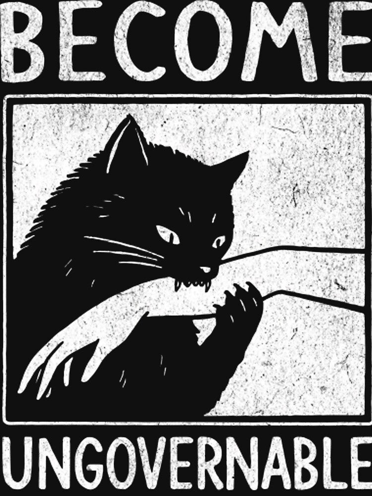 Become Ungovernable - Black Cat Biting Hand Funny Meme by Mason-Pride