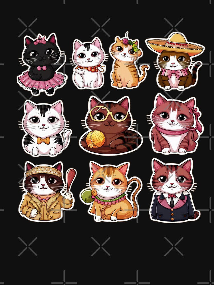 cute funny cat pattern funny cat colorful  kittens with colorful costumes,aesthetic cat art,funny cat,Cat Lover,cute cat,cat pattern by Expressions-Sel