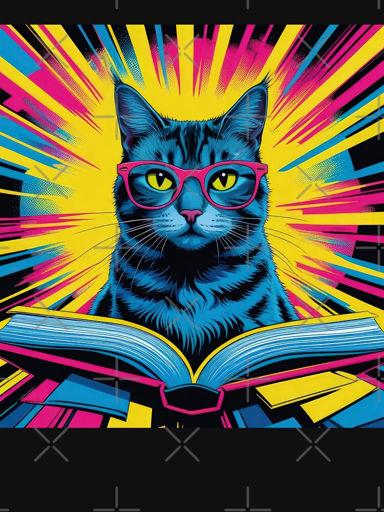 blue cat with pink glasses is holding a book,funny cat,Cat Lover,cute cat by Expressions-Sel