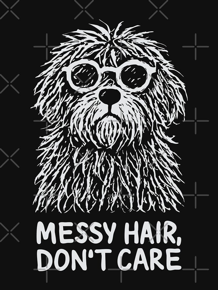 Messy Hair Don’t Care Dog – Funny Scruffy Dog Sketch Illustration | Dog Lover Gift by station-one