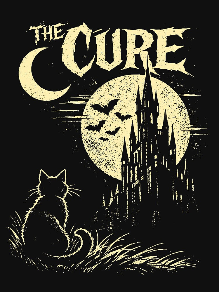 The Cure Cat Moon 90s Rock Band Gothic Cat Lover by clarabersetart
