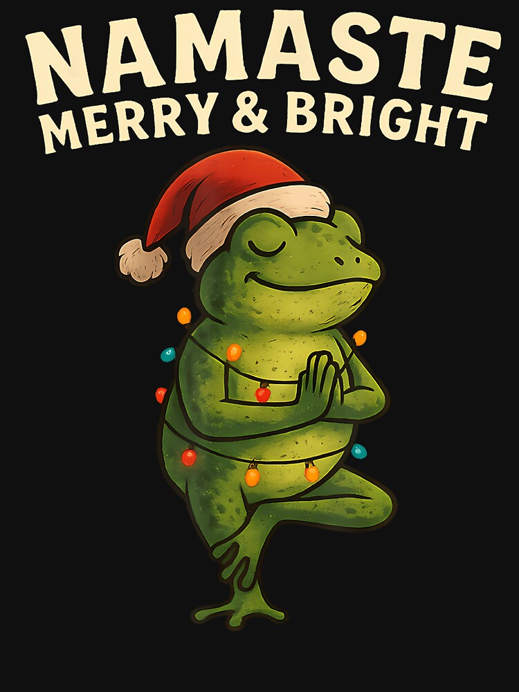 Funny Yoga Frog Christmas Lights Namaste Holiday Vibes by ConnieDora