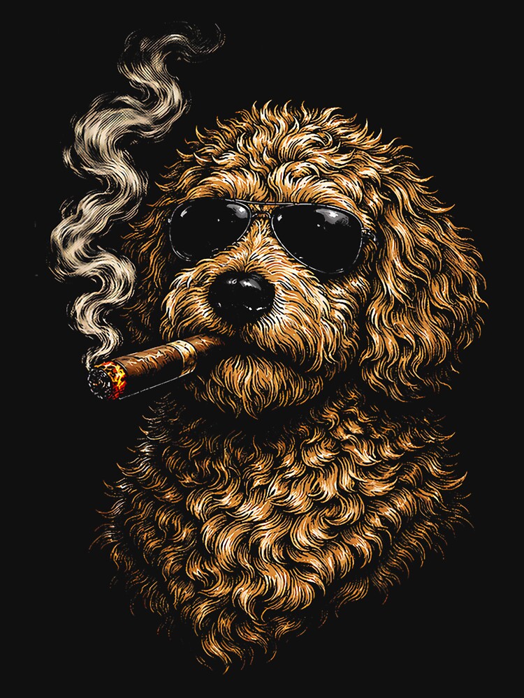 Goldendoodle Dog Smoking Cigarette Funny Goldendoodle Meme by FrankIsabel