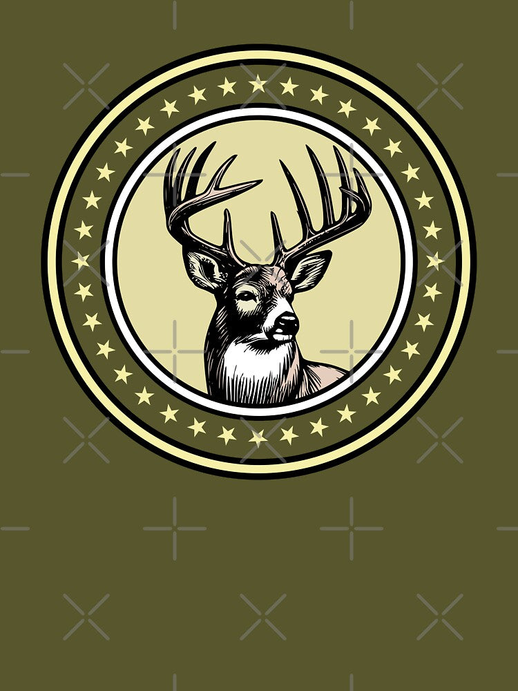 Star Buck Whitetail Vintage Deer Emblem – Rustic Wildlife Badge Illustration by Color4Nature