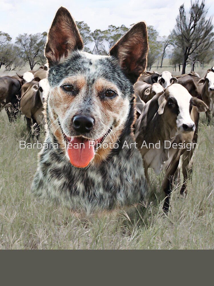 BLUE HEELER, CATTLE DOG, COUNTRY STYLE, T SHIRTS HATS N CAPS, AND HOME DECOR by Barbara Jean Photo Art And Design