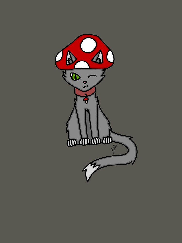 Cat with Mushroom Hat Mushroom Cat by lilpoltergeist