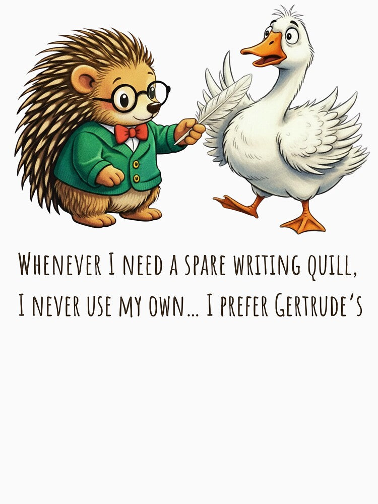 "Gertrude's Quill" - Cute Porcupine & Goose Illustration by ActOnyx