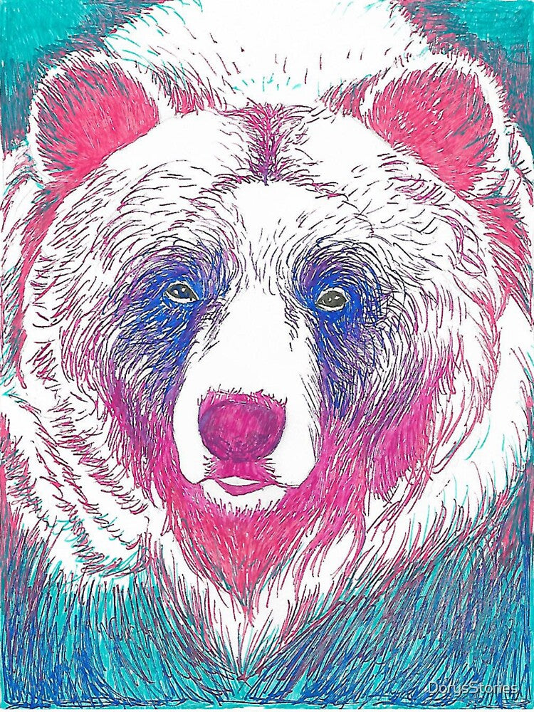 Grizzly Bear Wild Animal Fitted V-Neck T-Shirt