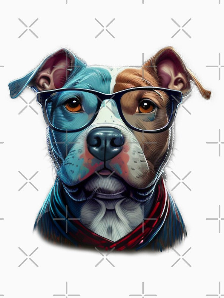 Funny dog pitbull with glasses funny cute decorative pitbull for dog lovers by RSDESIGNSteam